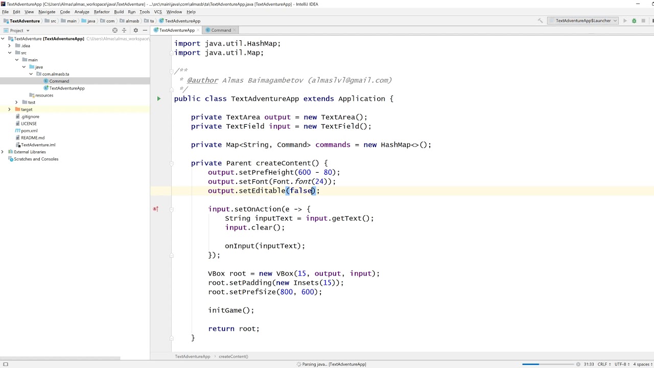 JavaFX Game: Text Adventure