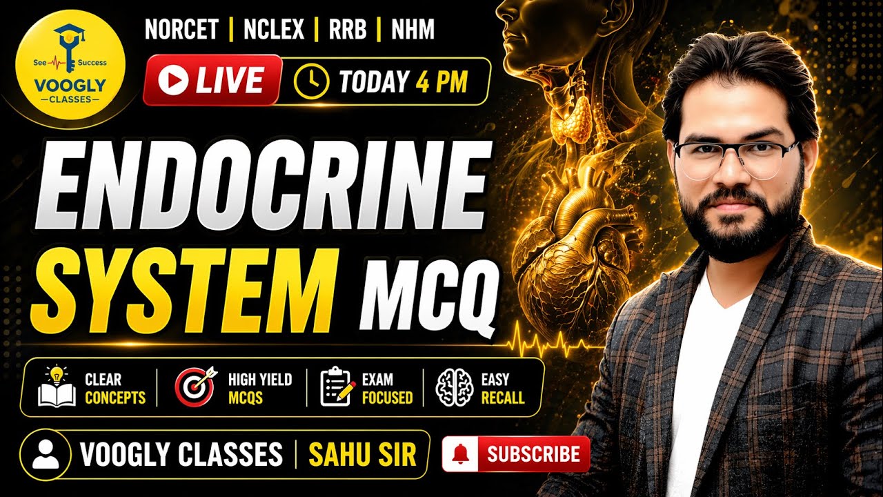 Endocrine System for NORCET, RRB 🧠💉 | Class 888 | #Kota_wale_SahuSir | Nursing | MCQs + Concepts