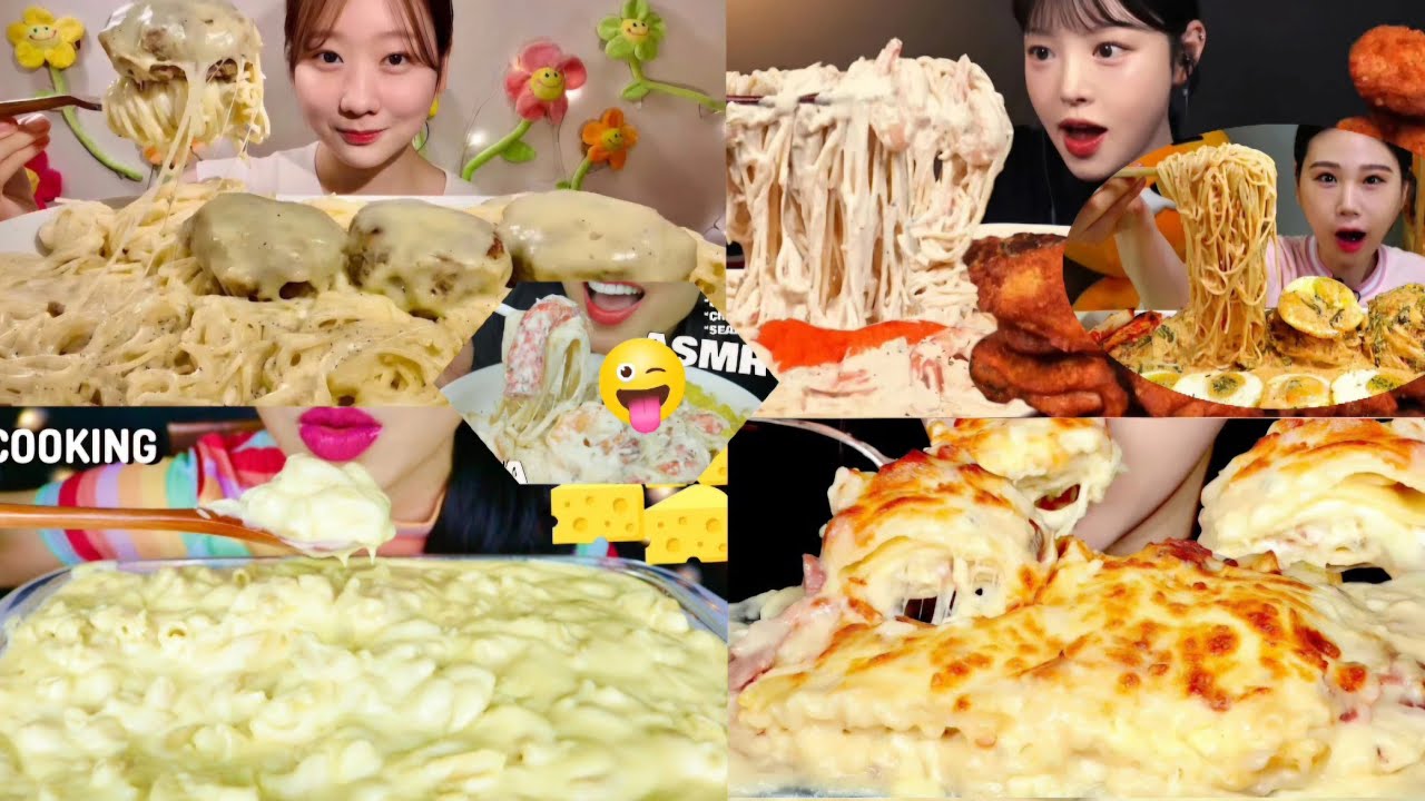 *ASMR* CREAM PASTA SATISFYING COMFORT FOOD MUKBANG COMPILATION CREAMY CHEESY PASTA REAL BIG BITES🤤