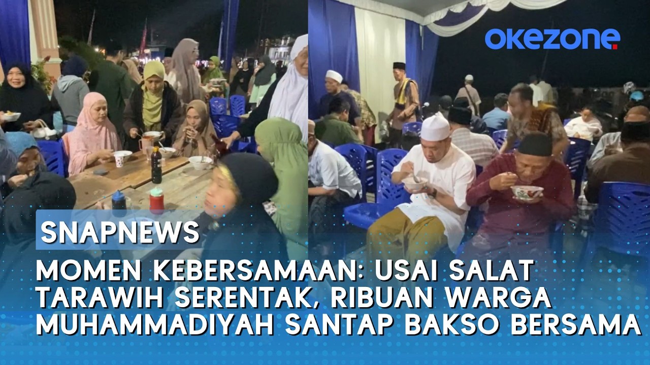 Momen Kebersamaan: Usai Salat Tarawih Serentak, Ribuan Warga Muhammadiyah Santap Bakso Bersama