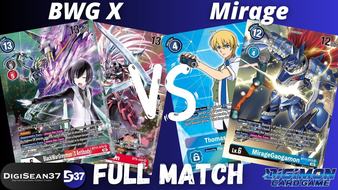 BlackWarGreymon X Antibody VS MirageGaogamon | Digimon Card Game | BT15 Exceed Apocalypse