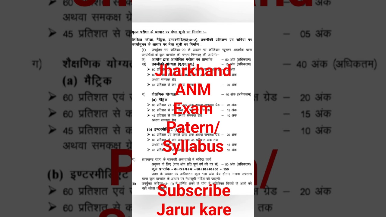 jharkhand ANM exam patern | jharkhand ANM Syllabus | jssc ANM Exam patern/Syllabus #jssc #ANM