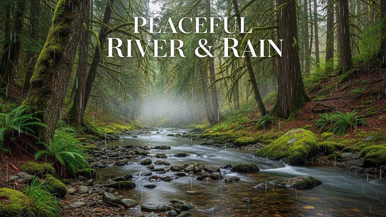 Relaxing Soothing Rainfall with Quiet River Ambience for Relaxation, Calm Focus, and Rest
