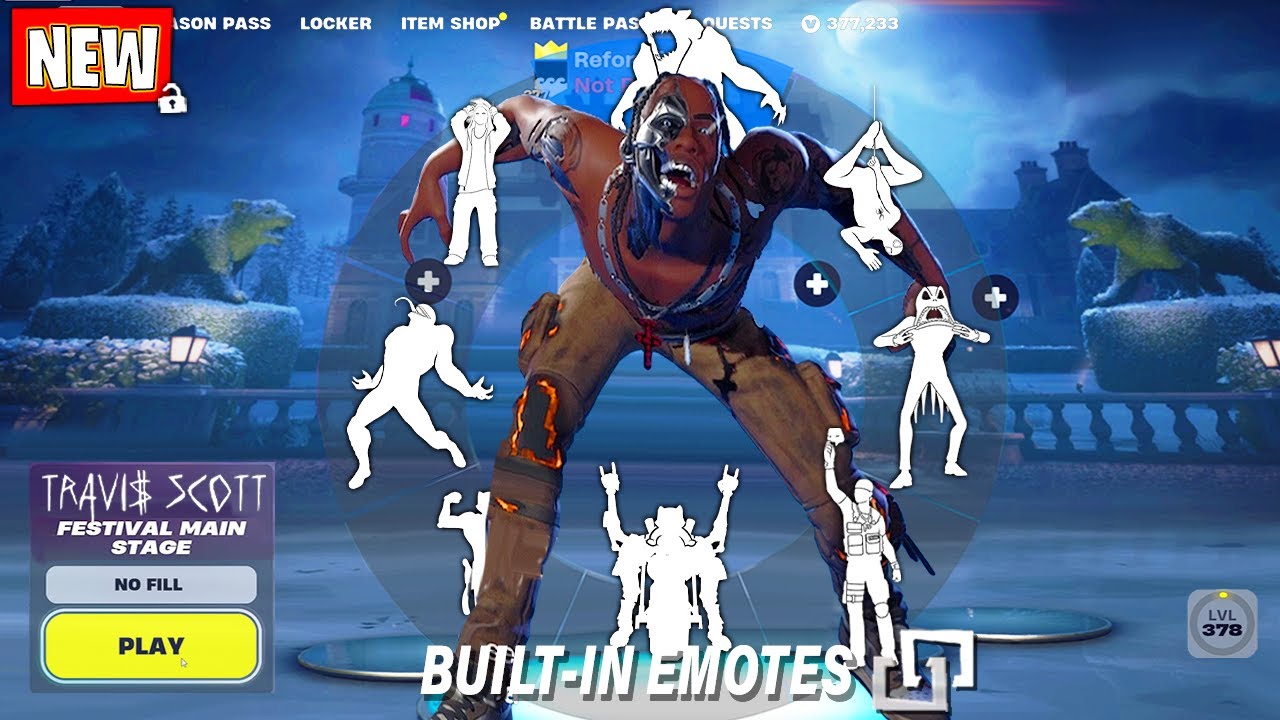 TRAVIS SCOTT Fortnite doing all Built-In Emotes and Funny Dances シ