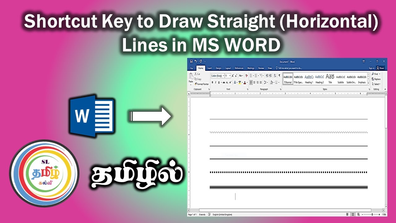 Shortcut Key to Draw Straight (Horizontal) Lines In MS Word // Tamil Tutorial