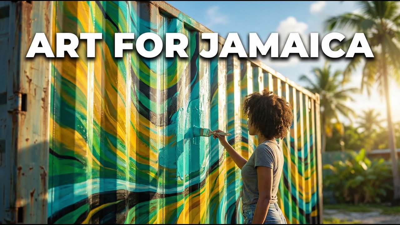 Artist Paints Shipping Container Mural for Jamaica Relief Charity