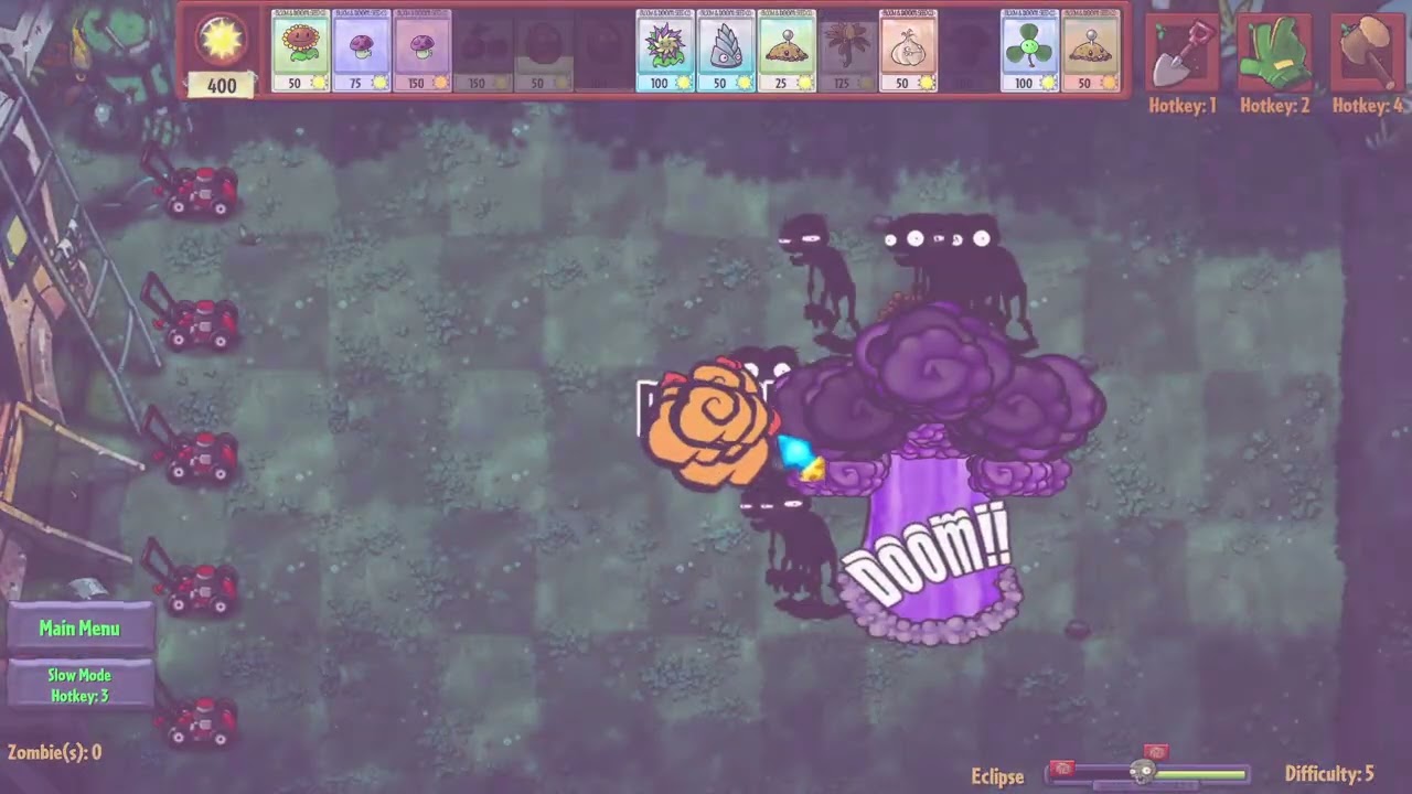 PvZ Fusion - Bug Showcase - Eclipse - Plants do on-death function on day/night transition