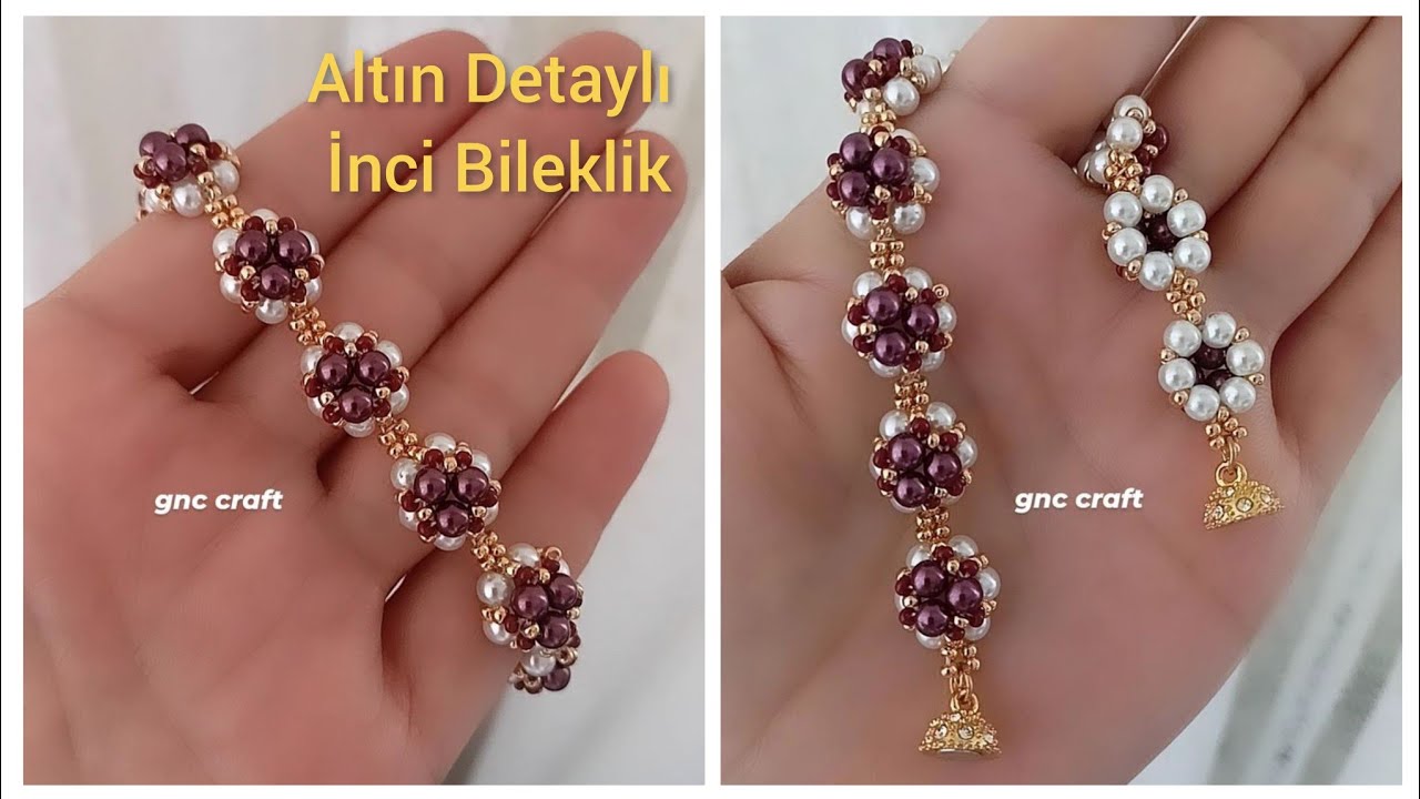 ALTIN DETAYLI İNCİ BİLEKLİK GOLD TEXTURED PEARL BRACELET