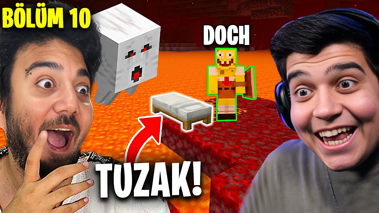 YOUTUBERLARA NETHER YATAK TUZAĞI YAPTIM! (ÇILDIRDILAR 😂) EKİPLE MİNECRAFT SURVİVAL BÖLÜM #10