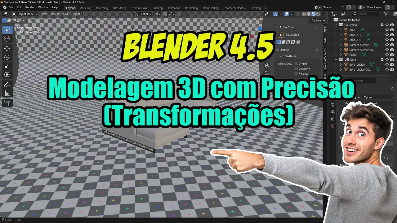 Blender 4.5: Modelagem 3D com Precisão para arquitetura (Transformações)