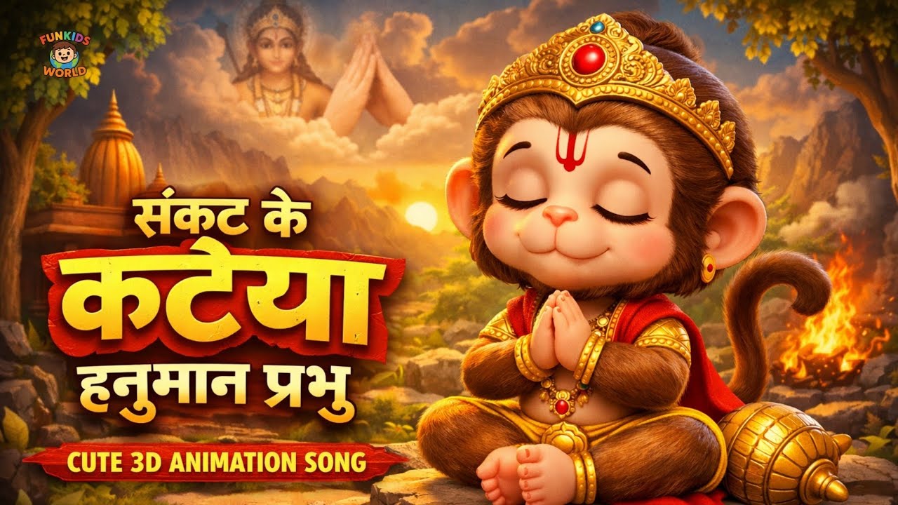 मोरे संकट के कटैया हनुमान प्रभु 🙏 | Cute 3D Animation Hanuman Bhajan | जय श्री राम | FunKids World