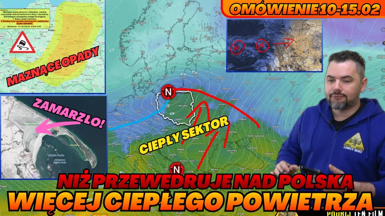 Walka ciepła z zimnem. Wędrówka niżu Tamara. Fronty i więcej opadów. Pogoda 10-15.02.2026