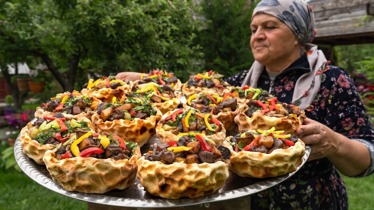 Хлеб с Бараниной Запеченный на Камнях | Древняя Кулинария на Горячих Камнях
