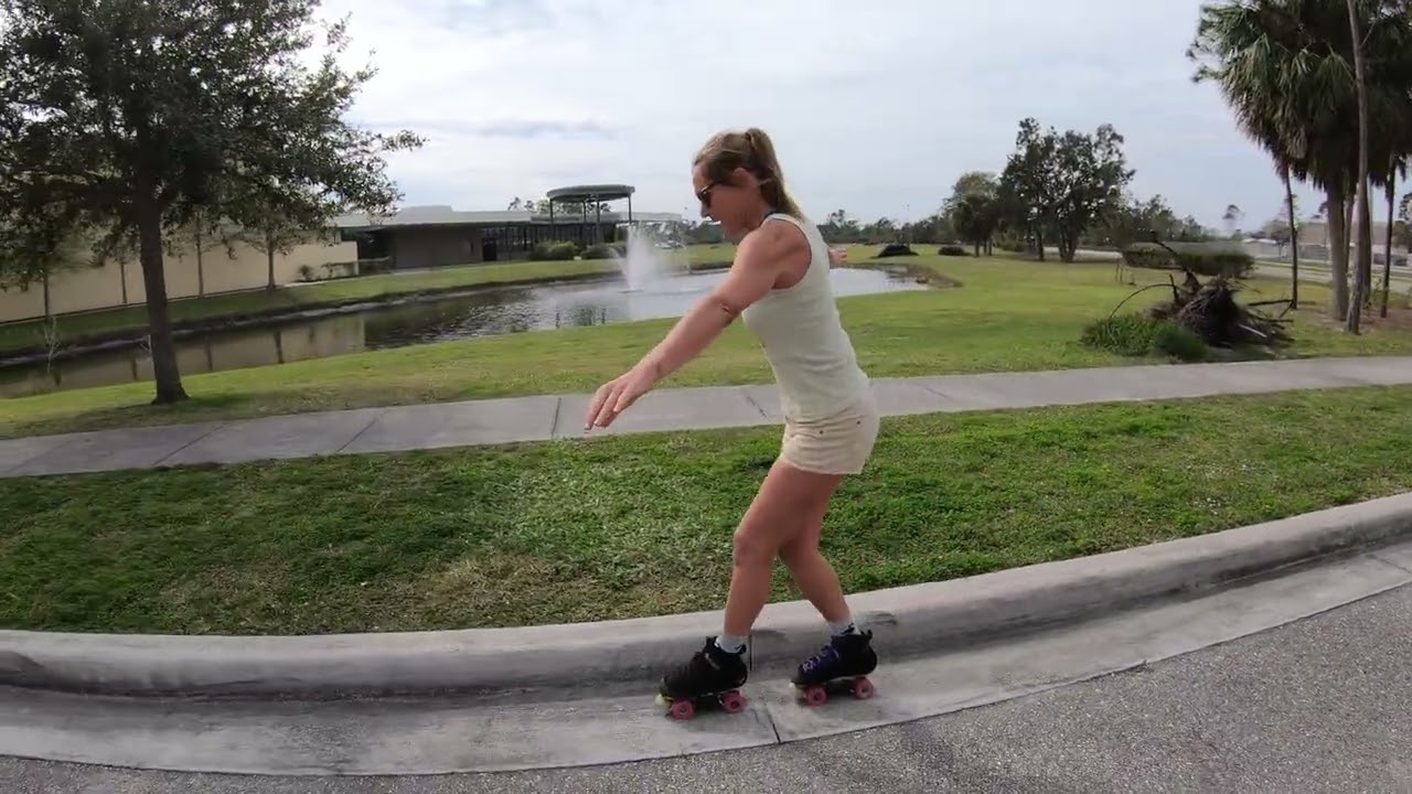 How to 50-50 on a curb on roller skates!
