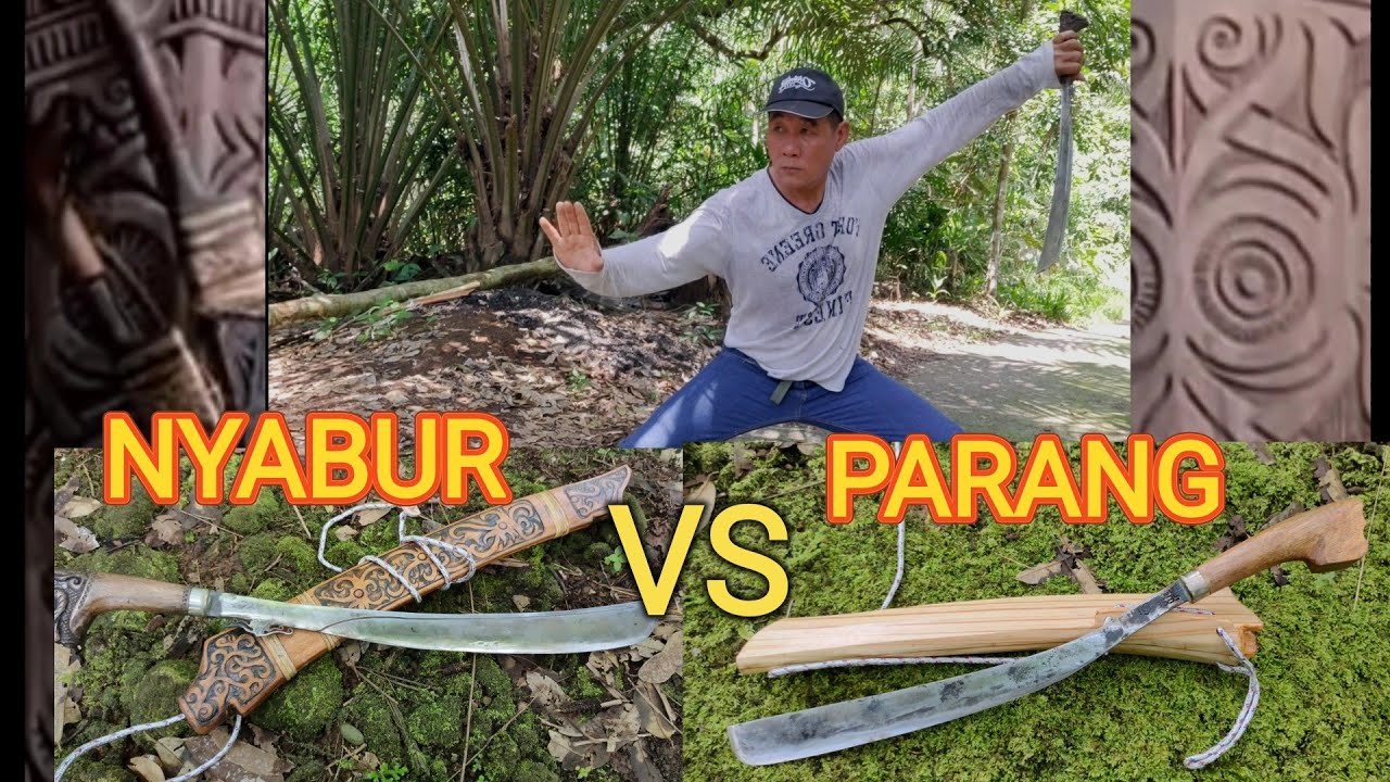 SARAWAK TRADITIONAL PARANG.  NYABUR VS PARANG.