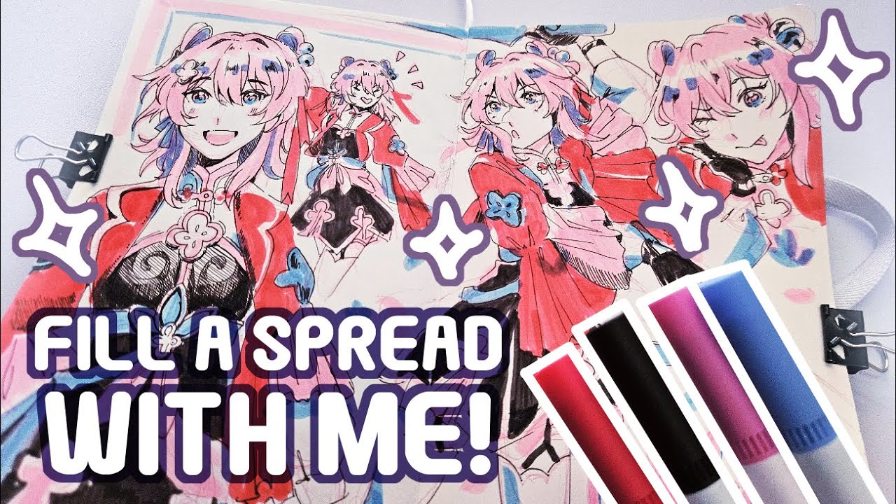 Fill A Sketchbook Spread with Me! | March 7th Doodles