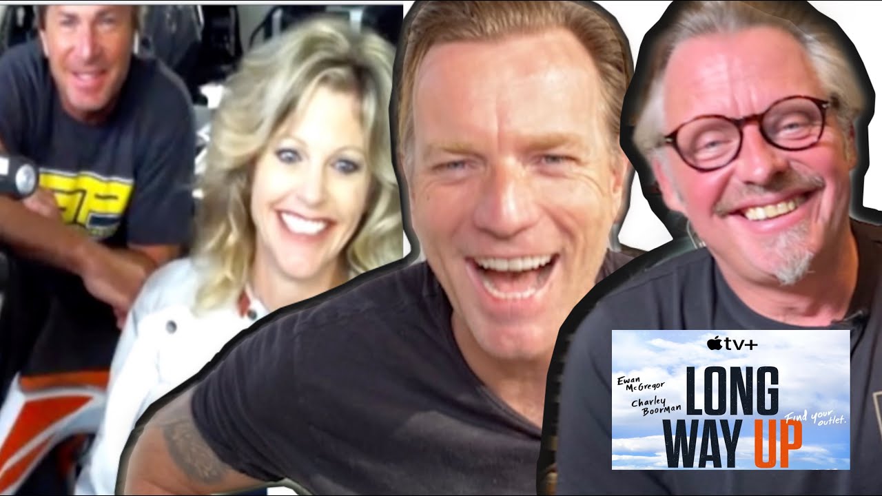 HUSBAND CRASHES EWAN MCGREGOR 'LONG WAY UP' INTERVIEW! Electric bikes, CHARLEY BOORMAN, & epic ride!