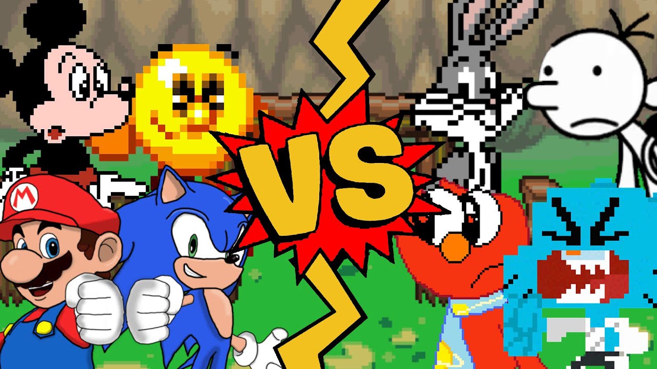 M.U.G.E.N Battles | Sonic/Mario/Mickey Mouse/Pac-Man vs Gi Gumball/Bugs Bunny/Greg Heffley/Evil Elmo