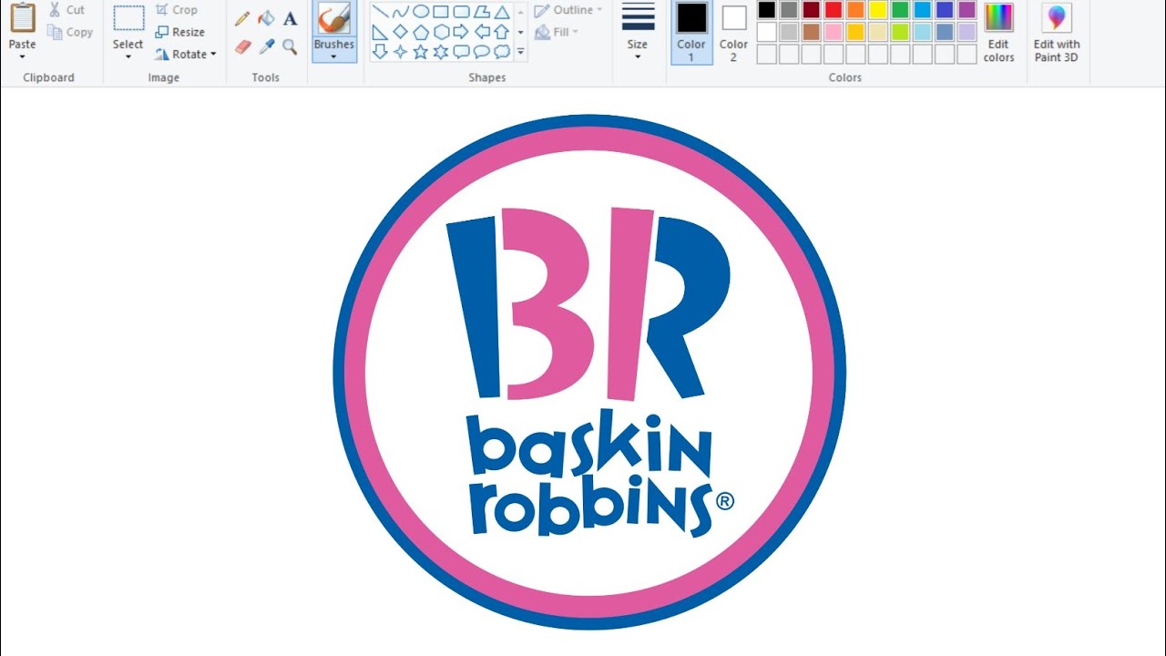 How to draw Baskin Robbins Logo on Computer using Ms Paint | Ms Paint Drawing.