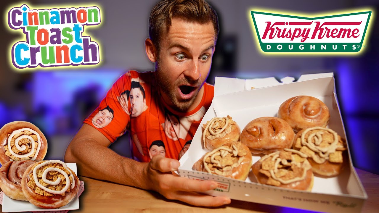 EATING THE NEW KRISPY KREME CINNAMON TOAST CRUNCH DONUTS!