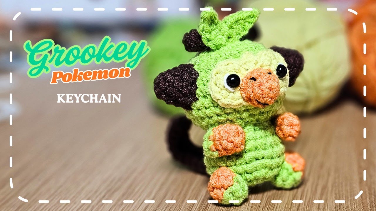 Crochet Grookey Pokemon keychain #crochet #amigurumikeychain 