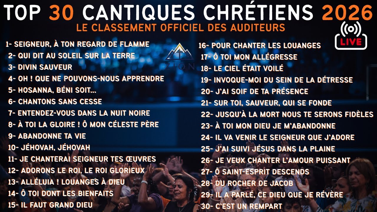 TOP 50 CANTIQUES CHRÉTIENS 2026 : LE CLASSEMENT OFFICIEL DES AUDITEURS.