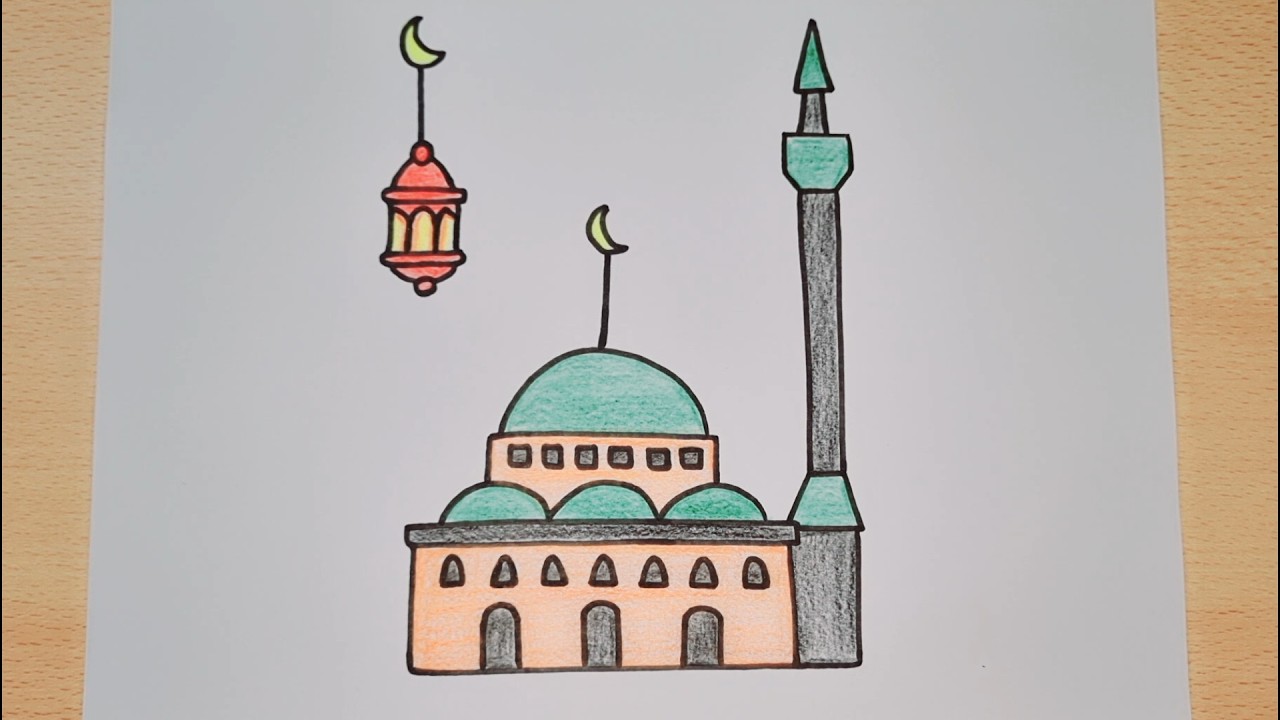 رسم رمضان/رسومات رمضانية/رسم مسجد /رسم رمضان سهل/رسم سهل/تعليم الرسم 