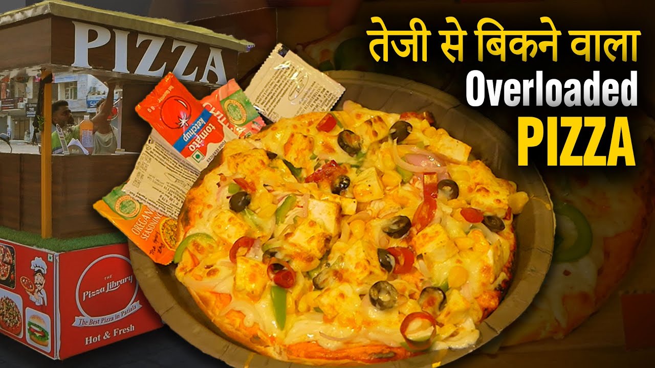 इतना सस्ता Overloaded PIZZA at Pizza Library 😍 PIZZA  Bike Cart