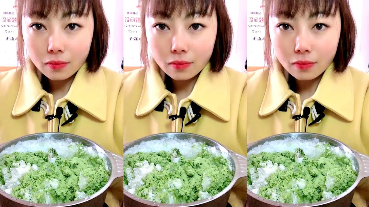ASMR WHITE ICE + MATCHA ICE / ICE EATING
