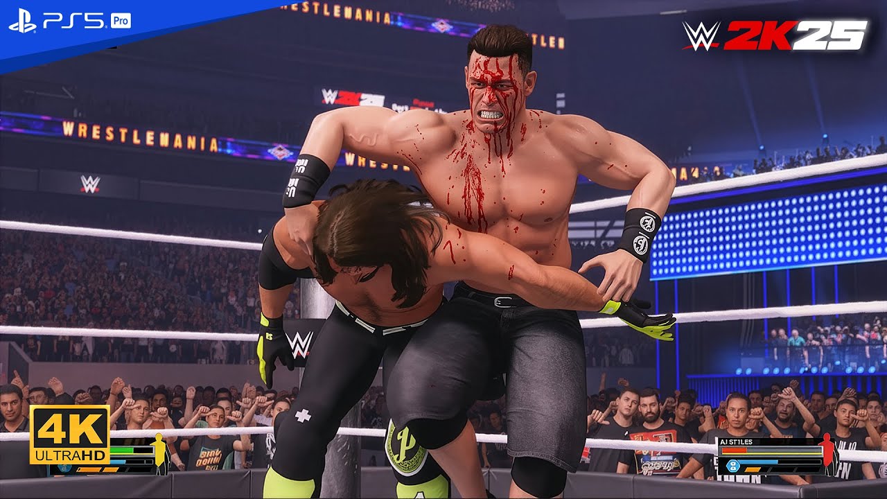 WWE 2K25 – John Cena vs AJ Styles | No Holds Barred | FULL MATCH [PS5™ Pro 4K60]