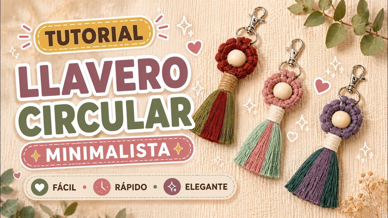 Tutorial llavero circular minimalista macram&eacute; PASO A PASO ✨Minimalist circular keychain tutorial