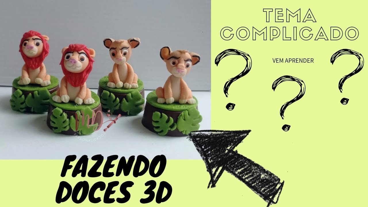 DOCES PERSONALIZADOS REI LEÃO 3D A MÃO LIVRE/ THE KING LION