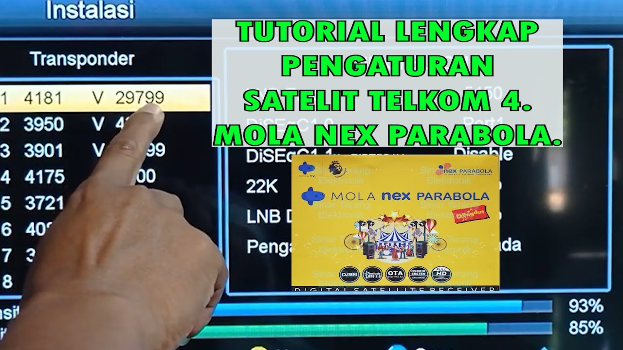 PENGATURAN SATELIT TELKOM 4 untuk mola nex parabola kardus kuning lnb c band