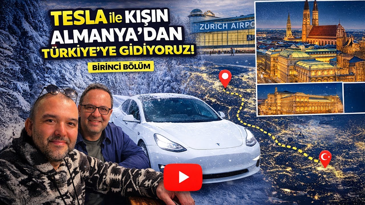 Kış Ortasında Tesla ile Almanya’dan Türkiye’ye! | Zürih–Münih-Viyana (Bölüm 1)