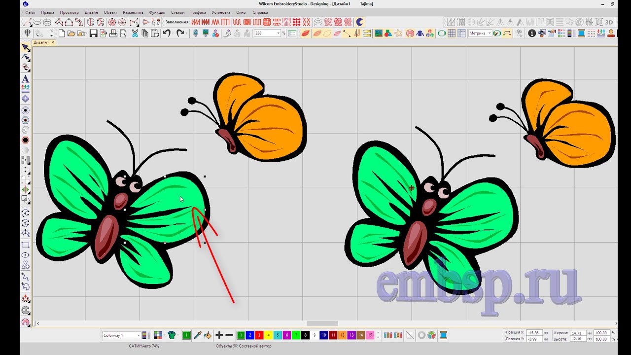 Wilcom EmbroideryStudio e4.2 уроки курсы Автоматическая оцифровка векторных картинок
