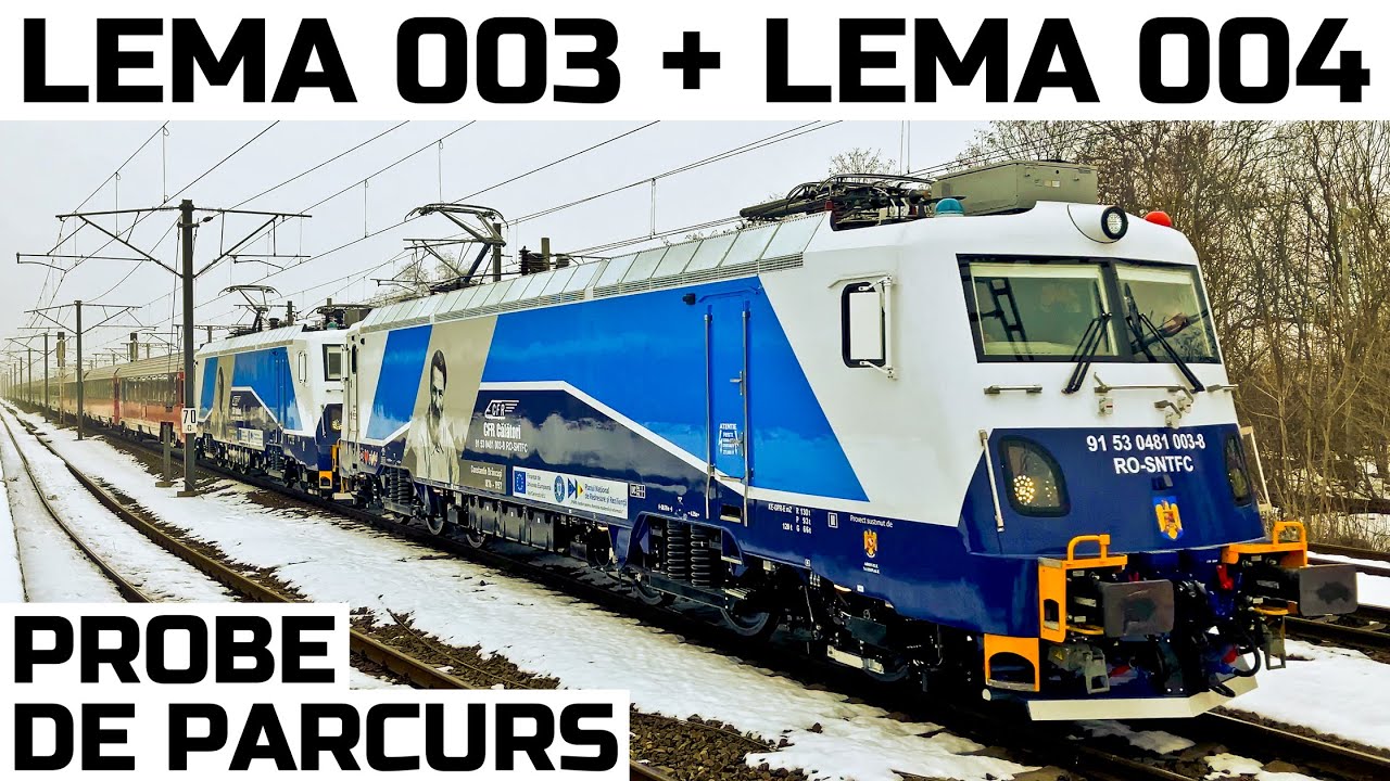 Locomotivele LEMA 481-003 si 481-004 in teste cu 16 vagoane-Softrans Calatori-27Feb2025