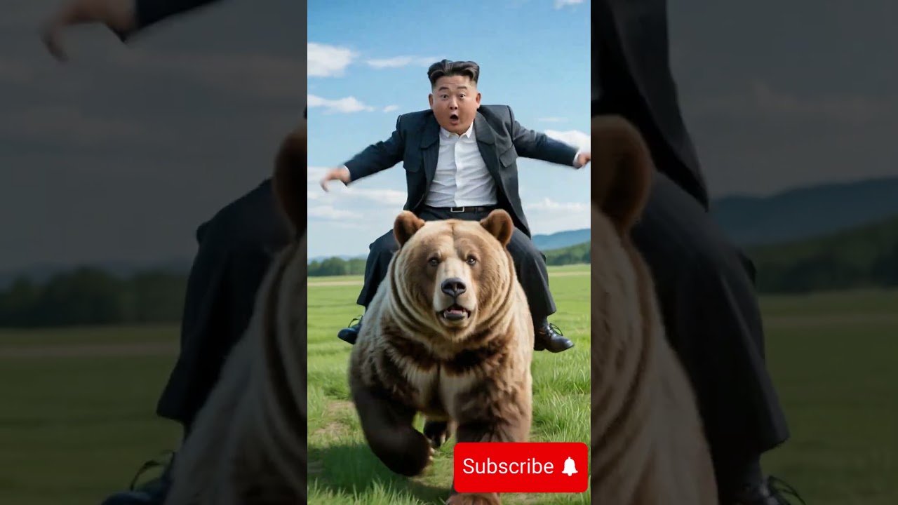 Putin teaches Kim to ride a Bear! Funny!