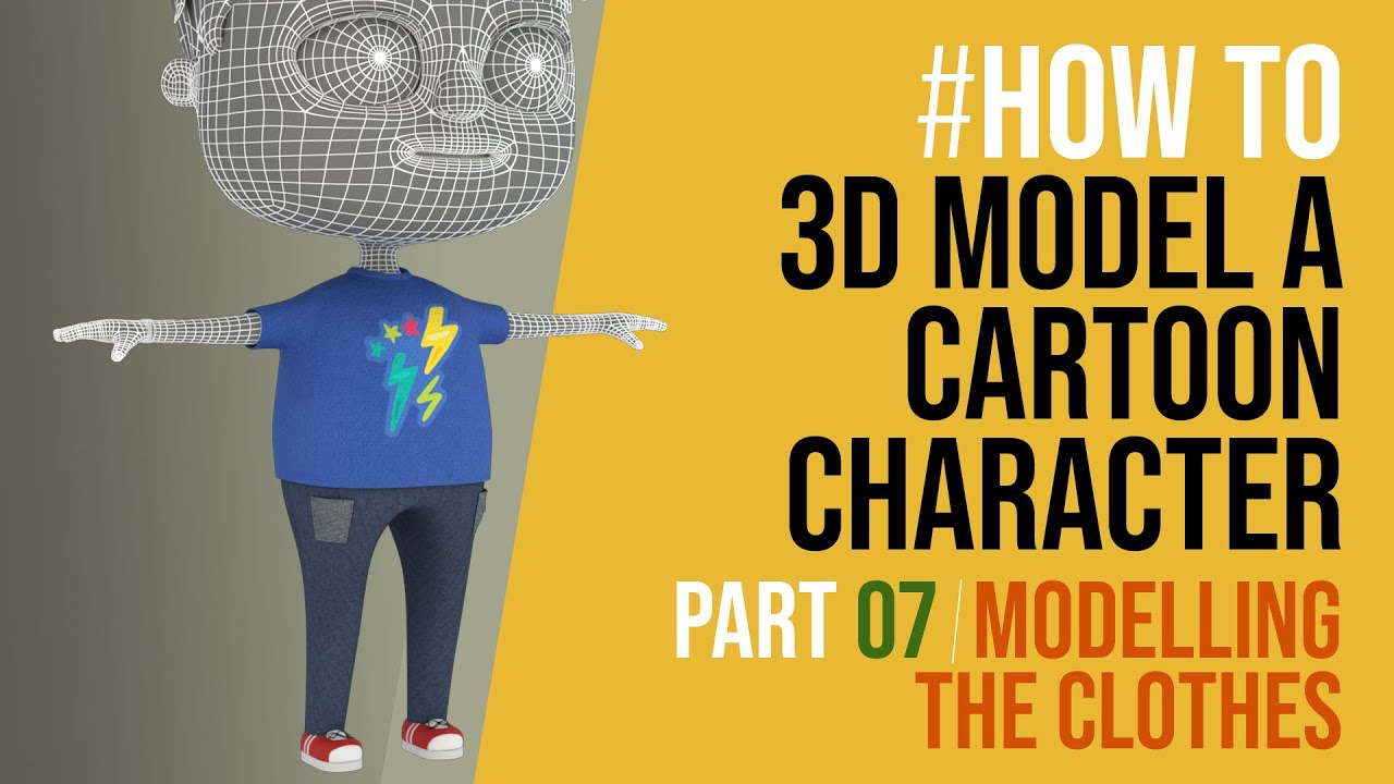 How to model cartoon clothing in Maya -  PART 07 of Cartoon character 3D modelling series, clothes