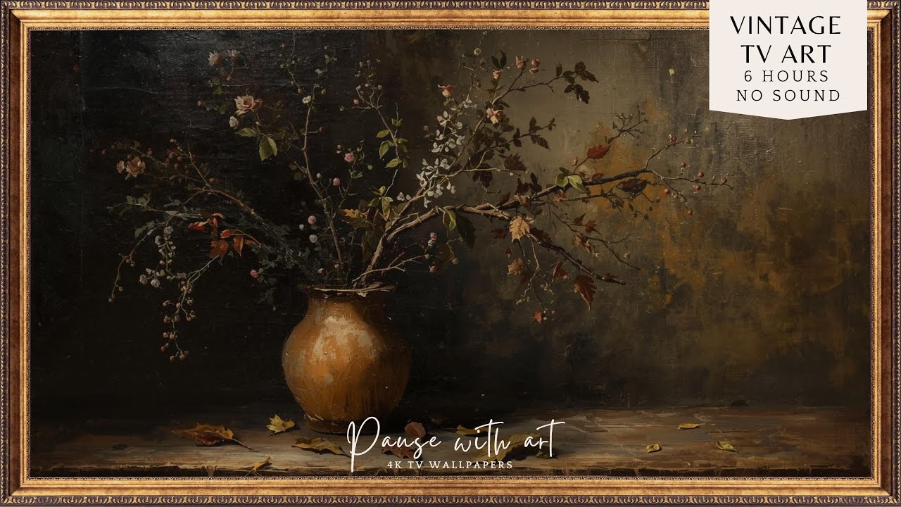 Vintage Frame TV Still Life Small Flowers | TV Art Wallpaper | Autumn Background | Fall Art for TV