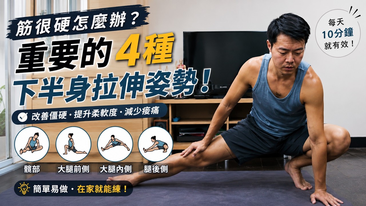 筋很硬怎麼辦？重要的4種下半身拉伸姿勢！【cc字幕☑】