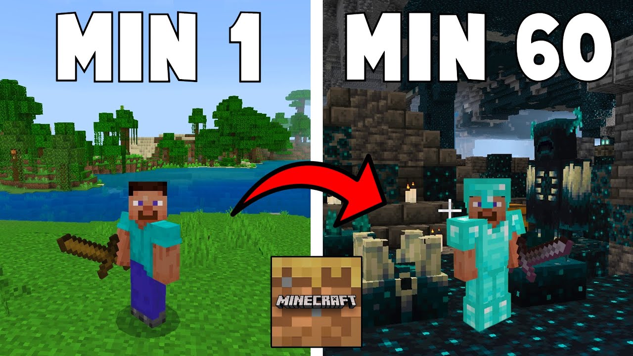 Minecraft Trial - 60 MINUTE FULL SURVIVAL GAMEPLAY!!