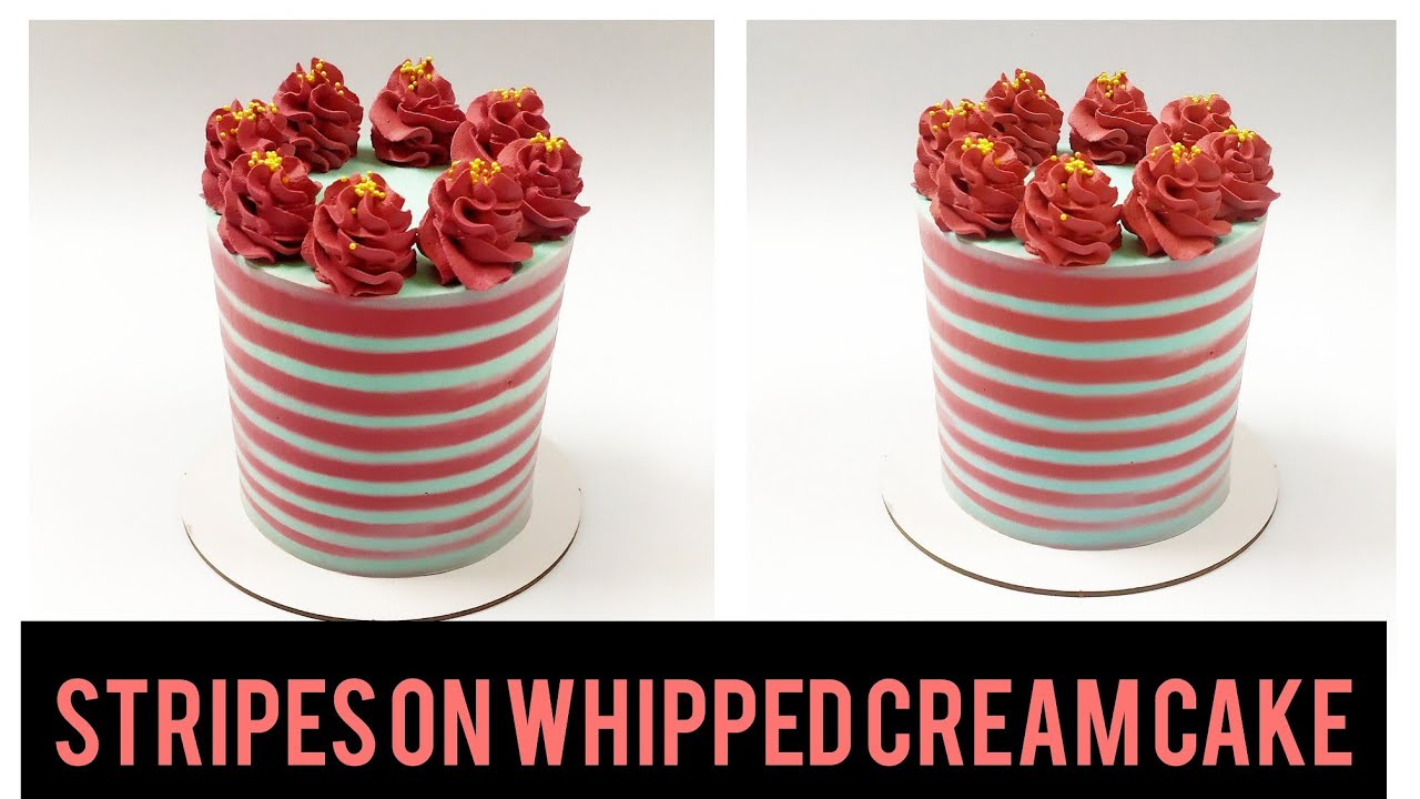 Stripes on whipped cream cake