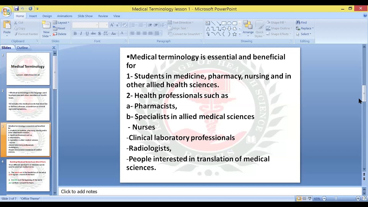 CASHARKII1AAD MEDICAL TERMINOLOGY KOORSADA ONLINE-KA KU BAXAYSA EE BARASHADA SHEYBAARKA