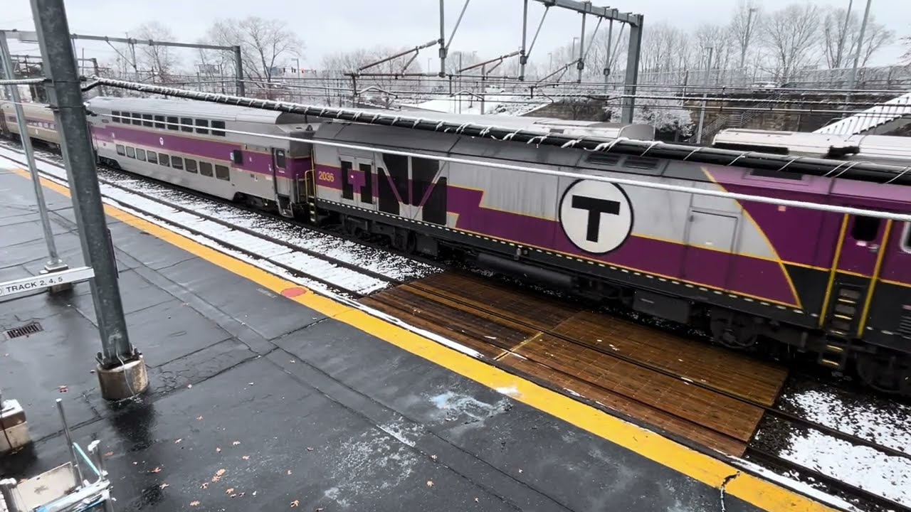 Amtrak and MBTA Trains at Readville