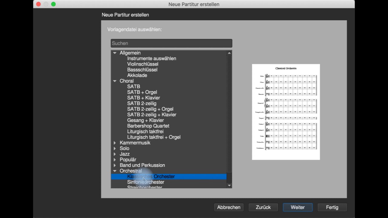 musescore 2 - Startcenter & Partitur einrichten