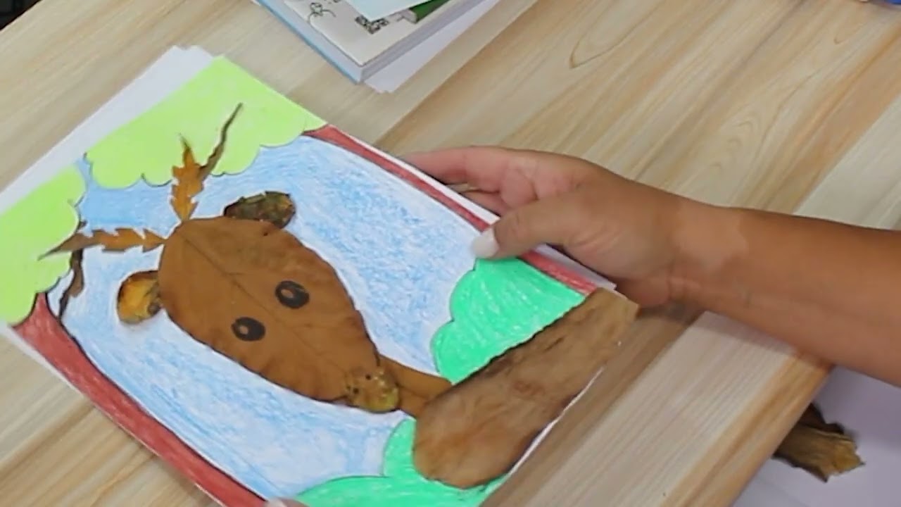 DESENHO COM FOLHAS DAS ÁRVORES