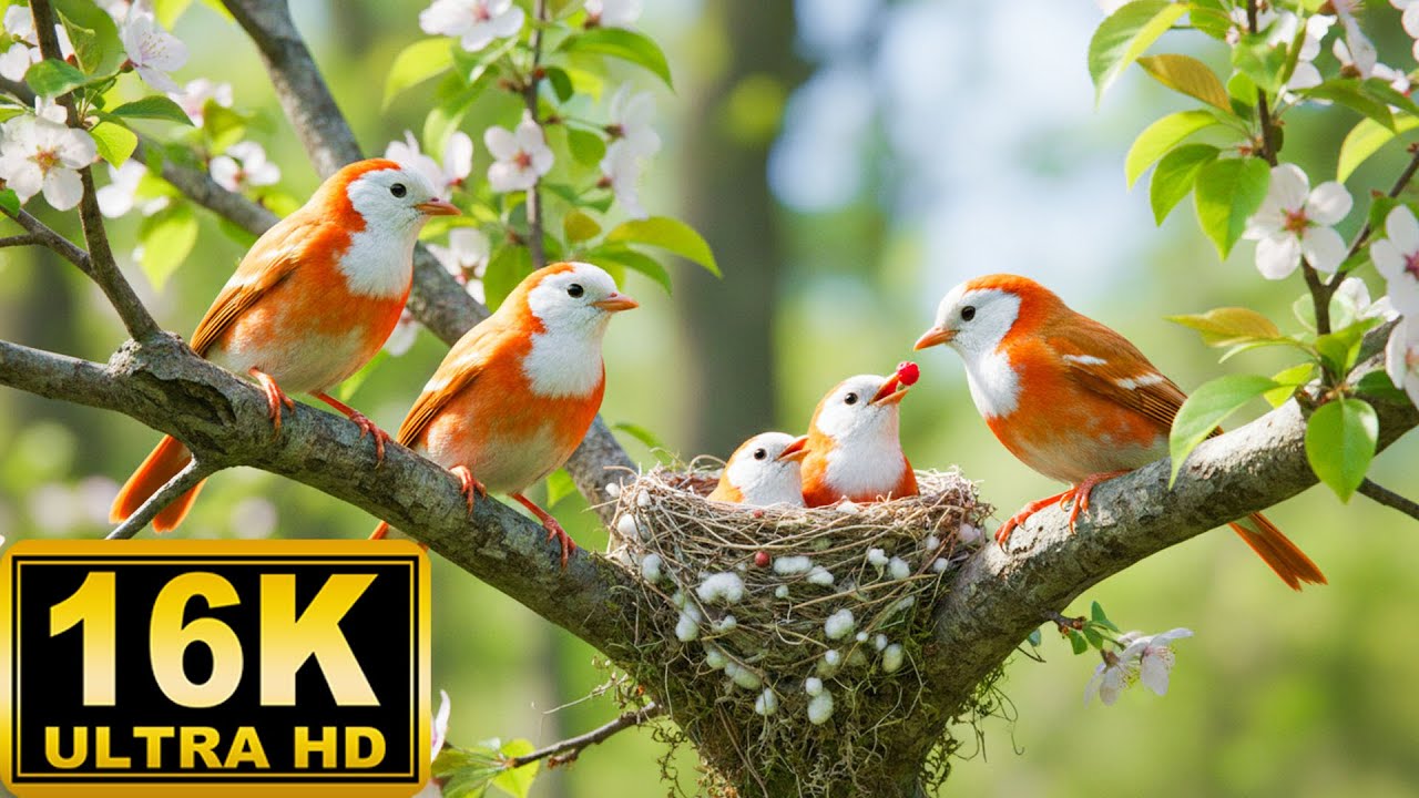 Healing Bird Sounds with Soft Piano 16K ~ Soothes the nervous system and refreshes the soul 🐦🕊️