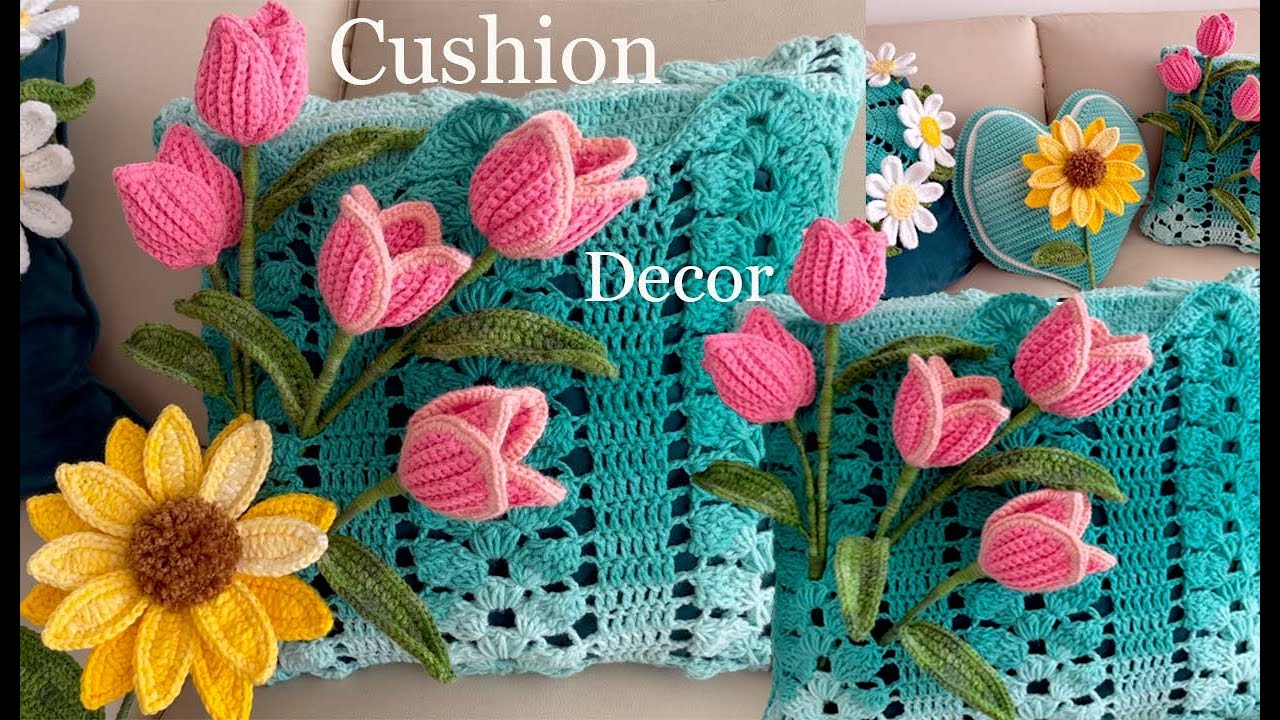 COJINES ALMOHADONES HERMOSOS Patrón 3D bonito para tu casa a Crochet