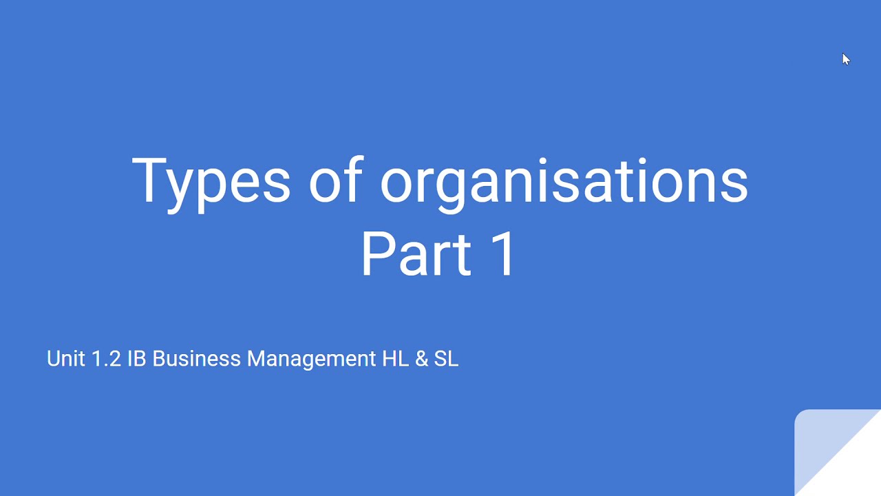Types of Organizations | Unit 1.2 Part 1 IB Business Management
