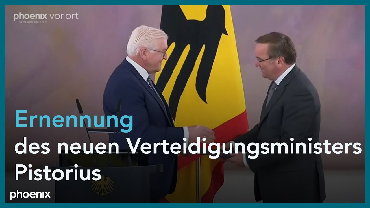 Aushändigung der Ernennungsurkunde zum Bundesminister der Verteidigung an Boris Pistorius